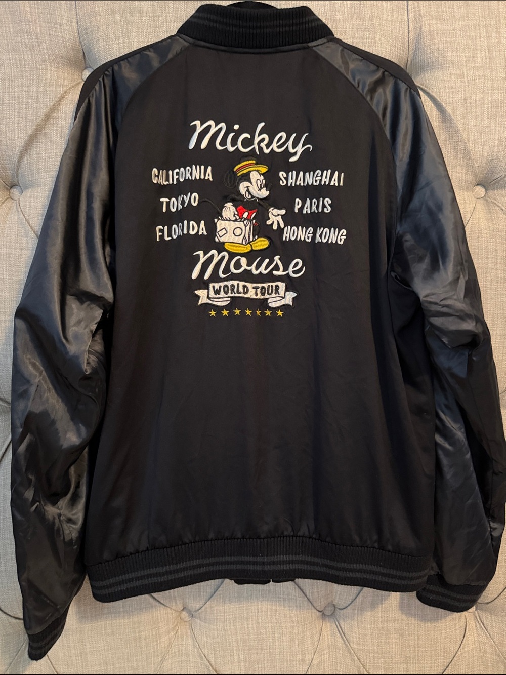 Disney Black Satin-Look Jacket with Red Logo Tag - Picture 2 of 3